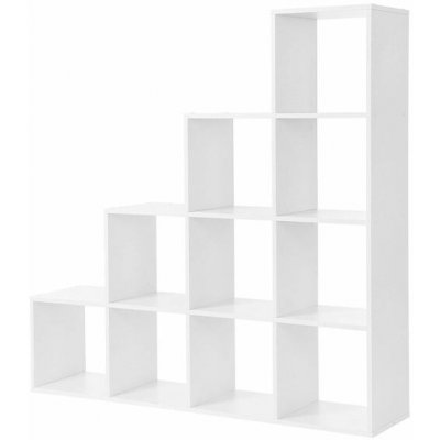 Stupňovitý regál, 10 polic, 129,5x129,5x29 cm, bílá – Zbozi.Blesk.cz