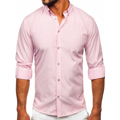 Bolf pánská pruhovaná košile s dlouhým rukávem růžová Bolf 22731