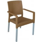 Mega Plast, plastová židle RATAN LUX (AL nohy), 88 x 56,5 x 56 cm, stohovatelná, okrová – Sleviste.cz
