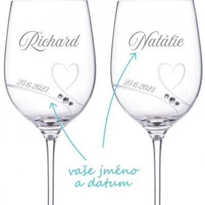 Svatební skleničky na víno Diamante Romance s krystaly Swarovski 2 ks – Hledejceny.cz