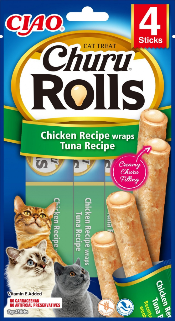 Churu Cat Rolls Chicken wraps&Tuna Scallop cr. 4 x 10 g
