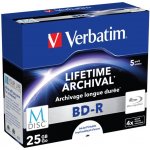 Verbatim BD-R 25GB 4x, M-Disc, Single layer, printable, jewel, 5ks (43823) – Zboží Živě