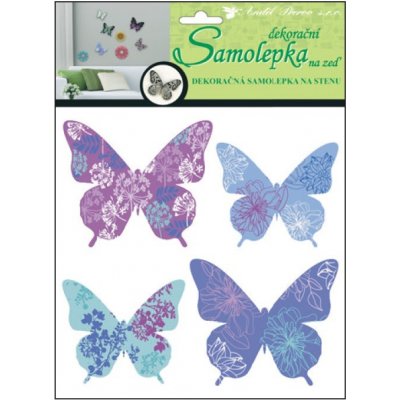 Anděl 10154 samolepící dekorace 3D motýli modrofialoví 30x22x1cm 4ks – Zboží Mobilmania