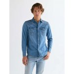 Wrangler Western pánská džínová košile 112378393 mid light wash – Sleviste.cz