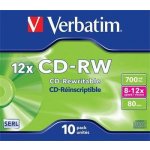 Verbatim CD-RW 700MB 8-12x, jewel, 10ks (43148) – Hledejceny.cz