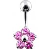 Piercing Šperky4U stříbrný piercing do pupíku kytička BP01070-P