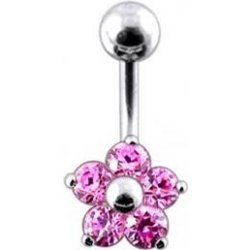 Šperky4U stříbrný piercing do pupíku kytička BP01070-P