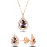 Olivie stříbrná souprava mystic topaz rose 5731 – Zboží Mobilmania