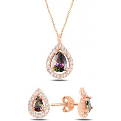 Olivie stříbrná souprava mystic topaz rose 5731 – Zboží Mobilmania