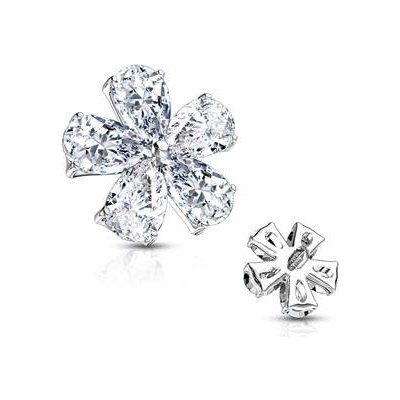 Šperky4U microdermal kytička ozdobná část čiré zirkony MD001-C – Sleviste.cz