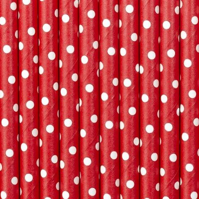 PartyDeco Brčka červené s bílými puntíky 10 ks – Zboží Mobilmania