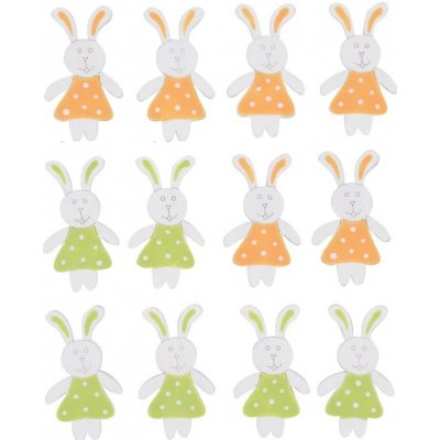 Anděl Přerov Dřevění zajíčci v sukýnce s lepíkem 4 cm, 12 ks – Zboží Mobilmania