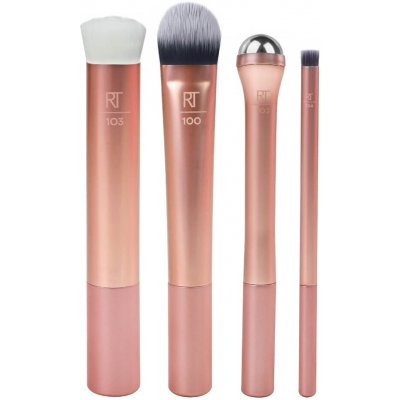 Real Techniques Brushes Prep & Prime sada kosmetický štětec na podkladovou bázi + exfoliační štětec + chladivý roll-on pro oční okolí + exfoliační štětec na rty – Sleviste.cz