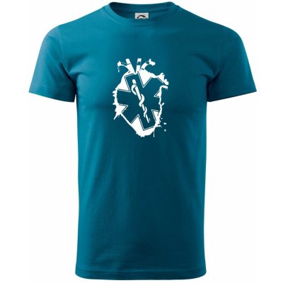 Zdravotnické srdce klasické pánské triko petrolejová
