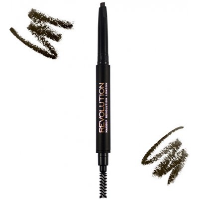 Makeup Revolution Duo Brow Pencil precizní tužka na obočí s kartáčkem Dark Brown 1,5 g – Hledejceny.cz