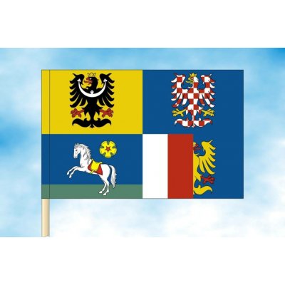 LIBEA, s.r.o. Vlajka Moravskoslezského kraje Rozměr: 40×60 cm, Uchycení: Návlek na žerď – Hledejceny.cz