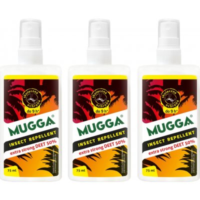 Mugga Repelent proti hmyzu Extra Strong spray 50 % Deet 75 ml 3 ks – Zboží Mobilmania