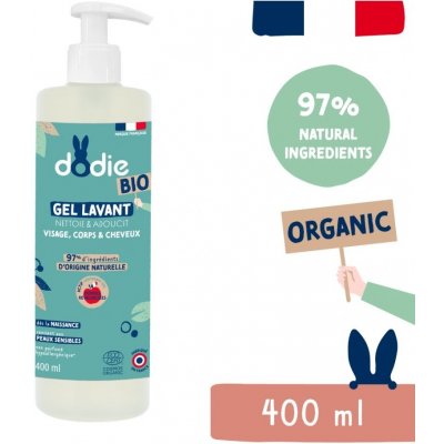 Dodie Organic Dětský mycí gel na vlasy, tělo a obličej 3v1 400 ml – Zboží Dáma