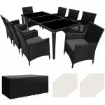 tectake 401161 Zahradní ratanový nábytek Monaco 8+1 vč. plachty černá – Zboží Dáma