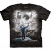 Pánské Tričko The Mountain batikované triko Vyvolávání bouře černé