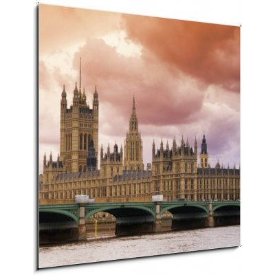 Obraz 1D - 50 x 50 cm - Stormy Skies over Big Ben and the Houses of Parliament Bouřlivé nebe nad Big Benem a domy Parlamentu – Hledejceny.cz
