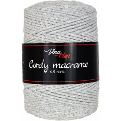 Pletací / háčkovací příze Vlna-Hep CORDY MACRAME 2,5mm 8231 šedá, jednobarevná, 250g/160m