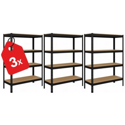 Vyprodej-Regalu.cz Regál 1500 x 700 x 300 mm lakovaný 4 police černý 3 ks – Sleviste.cz