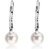Náušnice Šperky eshop zlaté náušnice kulatá perla bílé barvy drobný čirý zirkon GG50.02