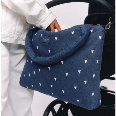 Studio Noos Denim taška Diaper Bag Dark Blue White Hearts – Hledejceny.cz
