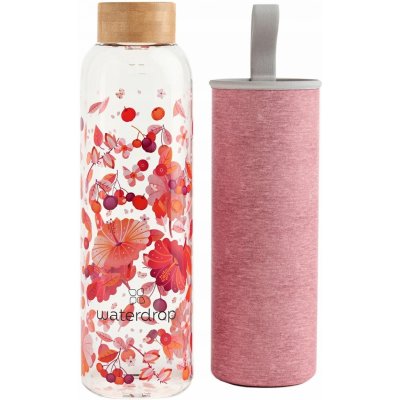 Waterdrop Glass Waterdrop Edition skleněná láhev na vodu 600 ml + obal na láhev – Zboží Dáma