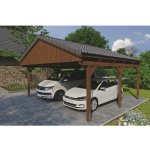 SKAN HOLZ Přístřešek na auto Fichtelberg dvojitý 618 x 566 cm ořech – Hledejceny.cz