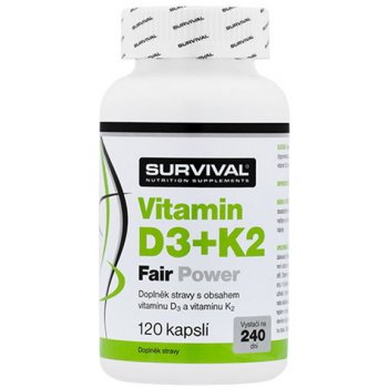 Survival Vitamín D3+K2 Fair power 120 kapslí