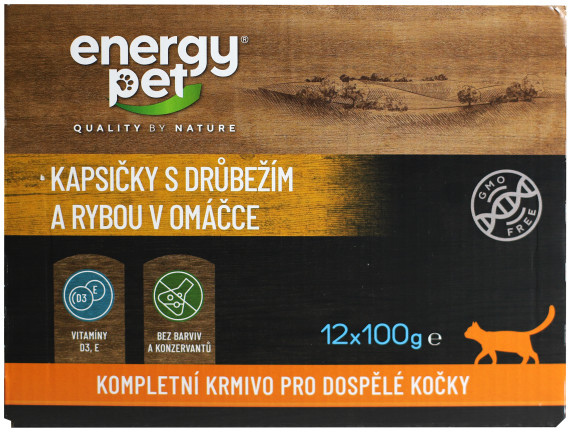 Energy Pet pro kočky s drůbežím a rybou v omáčce 12 x 100 g