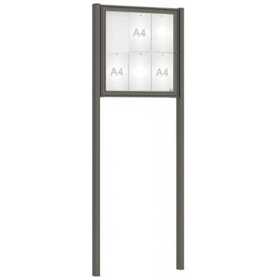 PROCITY Venkovní vitrína Classique, 6 x A4, včetně sloupků, šedá PRO – Zboží Živě