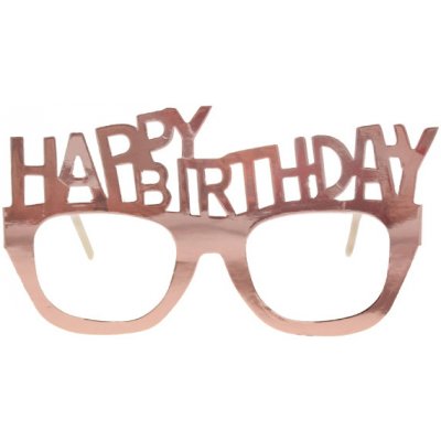 GoDan Párty brýle Happy Birthday papírové růžově zlaté, 4 ks – Zboží Dáma