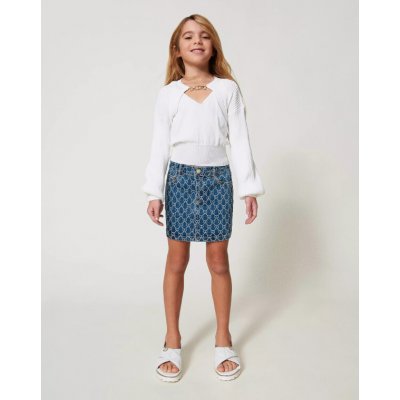 Twinset sukně riflová se vzorem tmavě modrá – Zboží Dáma