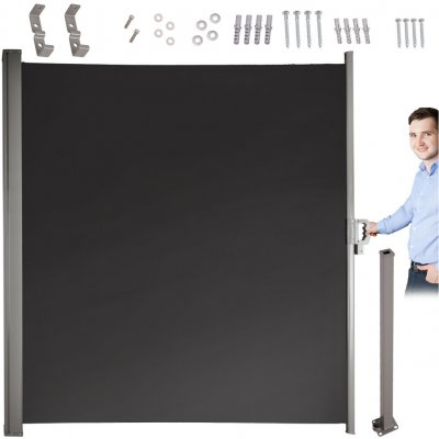 Tomido Výsuvná boční terasová markýza LUARO, 180 x 400 cm, šedá KX3219 – Sleviste.cz