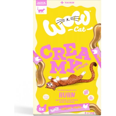 WOW Cat Creamy Snack lízací pyré s kuřecím 5 x 15 g – Zbozi.Blesk.cz