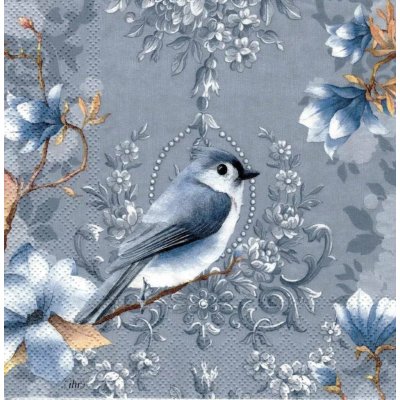 IHR Ideal Home Range Ubrousek 33x33cm Modrý ptáček s ornamenty – Zboží Mobilmania