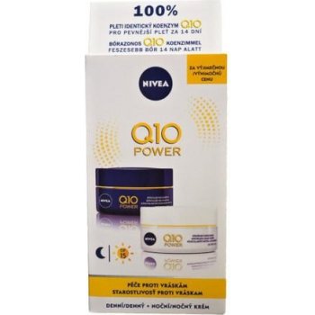 Nivea Q10 Power denní pleťový krém SPF15 50 ml + noční pleťový krém 50 ml pro ženy dárková sada