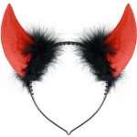 Čertovské rohy červené s černými chlupy – Zboží Dáma