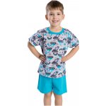 Bettymode Dětské pyžamo AUTA A STROJE TYRKYSOVÁ krátký rukáv – Sleviste.cz