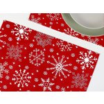 Dreamy Linens Vánoční prostírání bavlněné červené Vločky 35 x 45 cm – Zboží Dáma