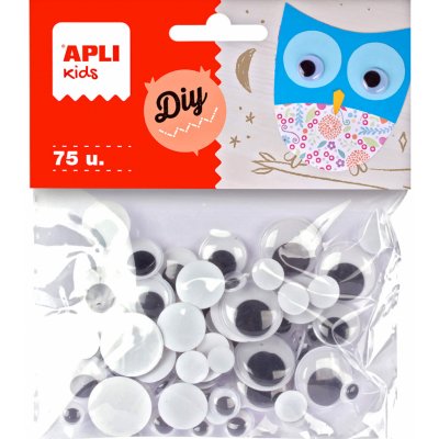 Apli oči kulaté, černé, bez řas, mix velikostí, 75 ks v balení nelepicí – Sleviste.cz
