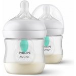Avent láhve Natural Response průhledná dudlík s ventilem AirFree 2 ks 125 ml – Sleviste.cz