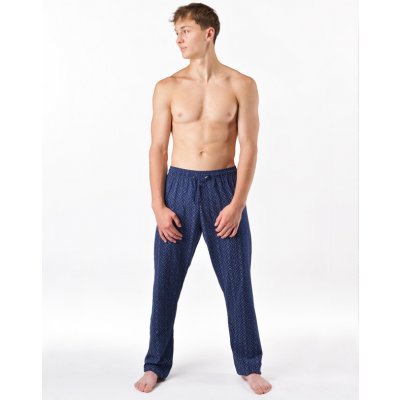 Gina pánské kalhoty dlouhé pyžamové pánské šité klasické s potiskem Pyžama 2025 79199P lékořice bílá – Zboží Mobilmania