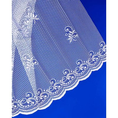 Českomoravská textilní žakárová záclona V215 ornamenty, s bordurou, bílá, výška 250cm (v metráži) – Zboží Mobilmania