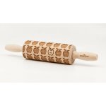 ArtWoodenCorner Dřevěný váleček s reliéfem jablek 42 cm, pohyblivá rukojeť – Hledejceny.cz
