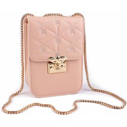 Prima-obchod dámská kabelka prošívaná crossbody s včelou 13x18 5 cm 1 pudrová