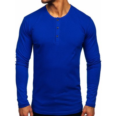 Bolf Modré pánské tričko s dlouhým rukávem na knoflíky 1114